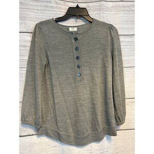 Wallace Gray Button Long Sleeve Top Size S